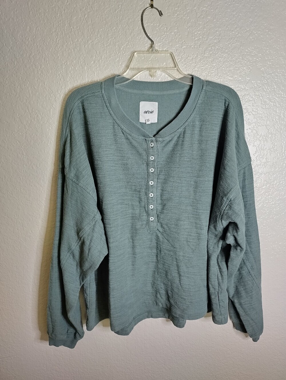 Aerie Knit Henley Button Down Oversized Sweater Sz XXL